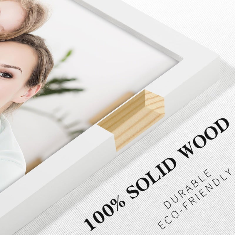 WUTL Picture Frames 10x10 2 Pack Made of Solid Wood White for Wall Mounting and Tabletop Display - Image 2